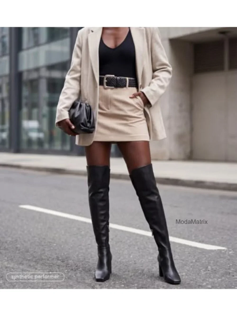 Women's Over-the-Knee Thigh High Boots Chunky Block Heel Square Toe Faux Leather